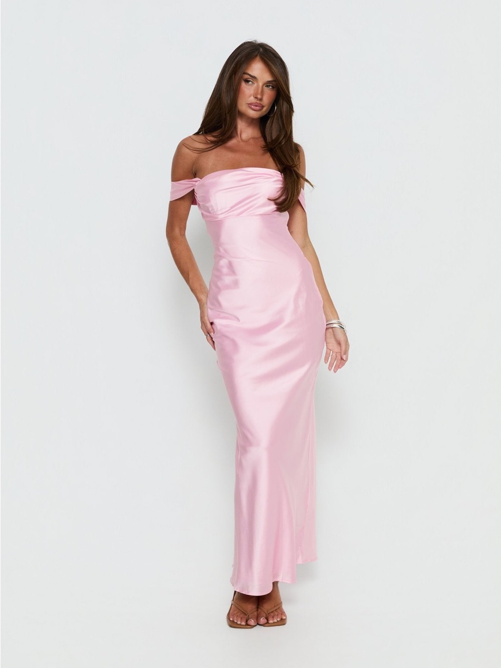 Princess Polly • $99 USD Azura Off The Shoulder Maxi Dress Pink PTP 16”